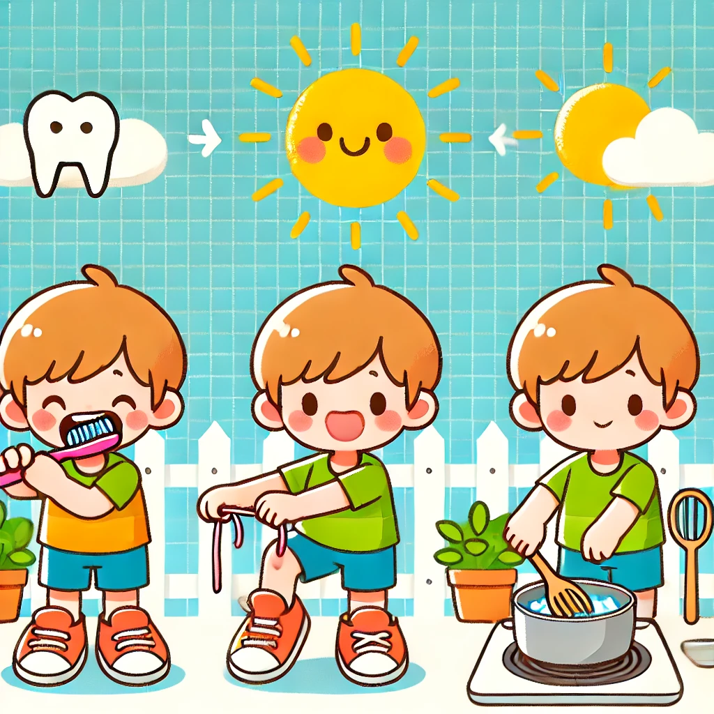 Child doing breathing exercise with a blue bird